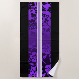 Tunnels Beach Hawaiian Hibiscus Surfboard Purple Towel