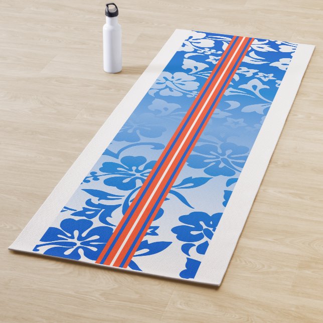 Tunnels Beach Hawaiian Hibiscus Surfboard Royal Yoga Mat (In Situ)