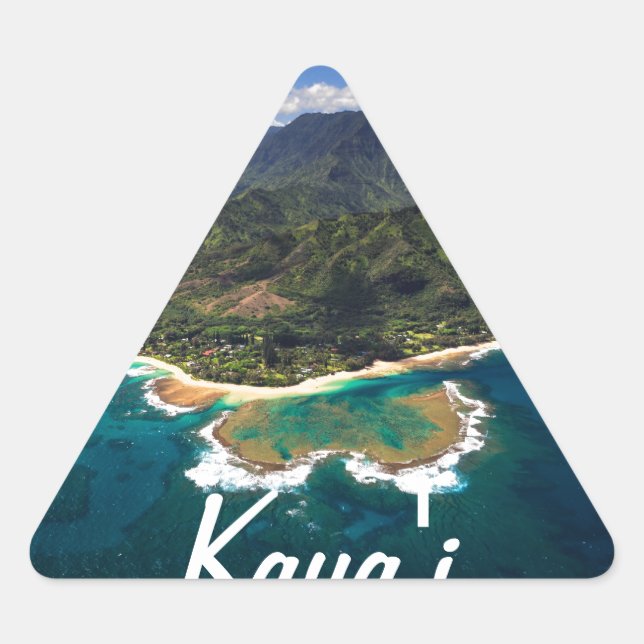 Tunnels Reef on the Hawaiian Island of Kauai Triangle Sticker (Front)