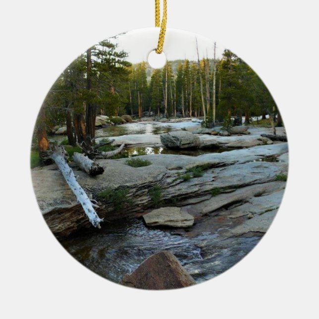 Tuolumne River by Campground, Yosemite, CA Ceramic Ornament (Front)