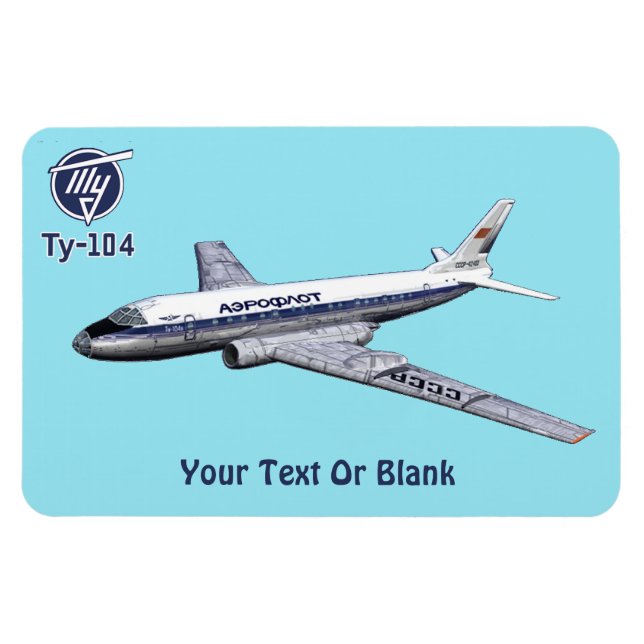 Tupolev (Туполев) Tu-104 Airliner Magnet (Horizontal)