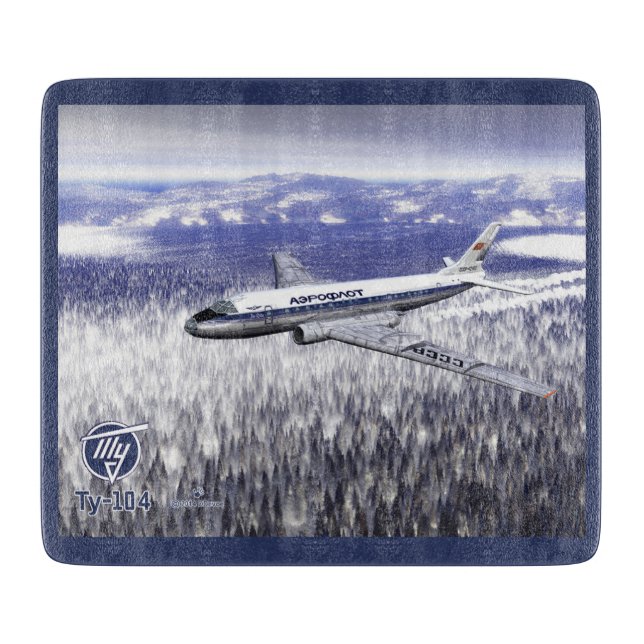 Tupolev (Туполев) Tu-104 Over Siberia Cutting Board (Front)