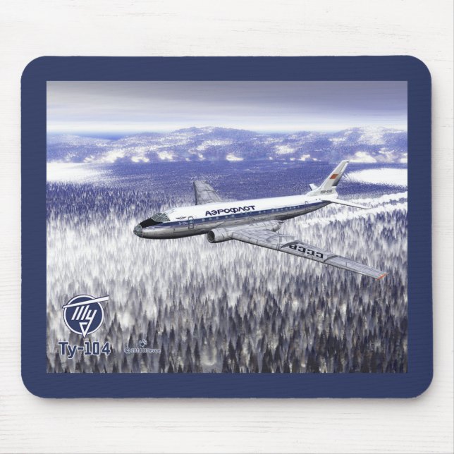 Tupolev (Туполев) Tu-104 Over Siberia Mouse Pad (Front)