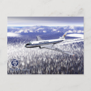 Tupolev (Туполев) Tu-104 Over Siberia Postcard