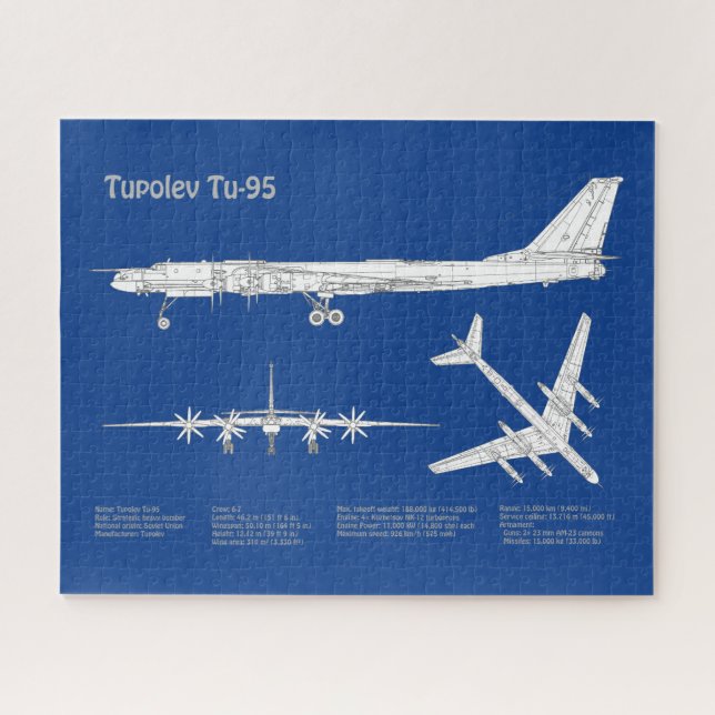 Tupolev Tu-95 - Airplane Blueprint Plans ABD Jigsaw Puzzle (Horizontal)