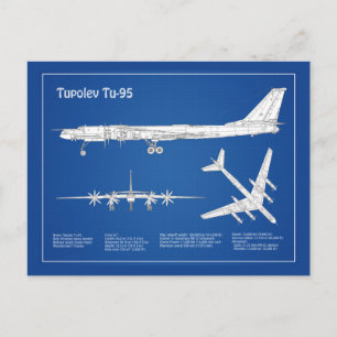 Tupolev Tu-95 - Airplane Blueprint Plans ABD Postcard