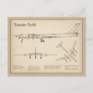 Tupolev Tu-95 - Airplane Blueprint Plans SD Postcard