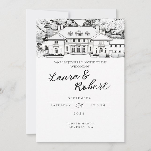 Tupper Manor Massachusetts sur mesure Invitation d (Devant)