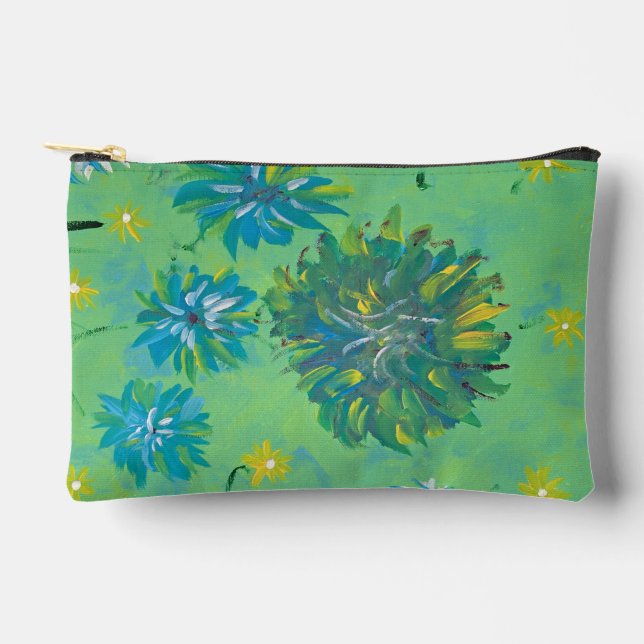 Tuquoise Twinkle Floral Accessories Pouch (Front)