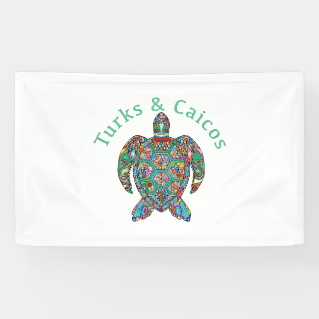 Tur Caicos Tribal Turtle Banner (Horizontal)