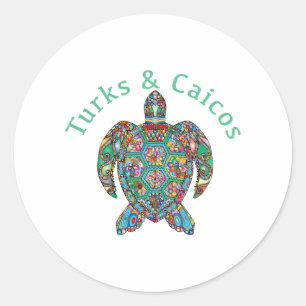 Tur Caicos Tribal Turtle Classic Round Sticker