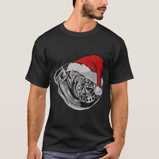 Turbo Ugly Christmas Car Enthusiast Racing Driftin T-Shirt (Front)