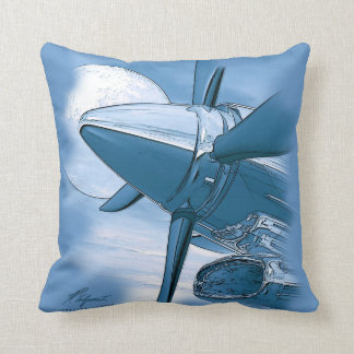 Turbo Vintage Aircraft Coussin Blue