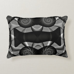 ~TURBULENCE Black Silver ~ Fractal Design ~ Accent Pillow