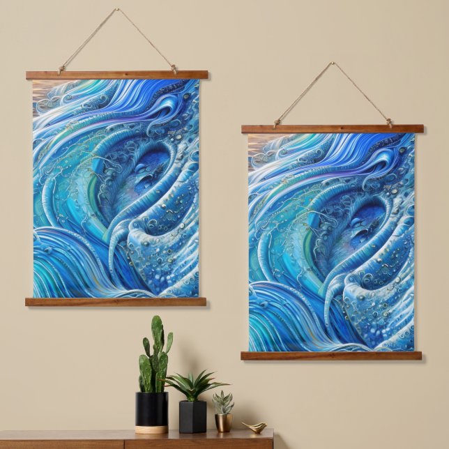 Turbulence Flow in the Sea, Abstract Art Hanging Tapestry (Asymmetrical)
