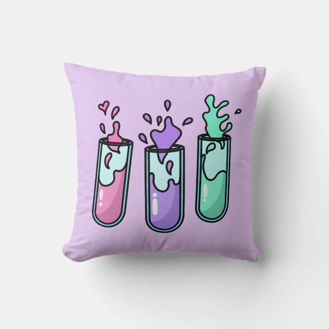 Turbulent Test Tubes Throw Pillow (Front)