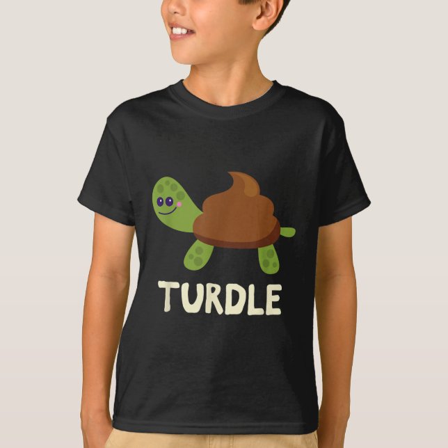 Turdle Funny Turtle Poop Emoticon  T-Shirt (Front)