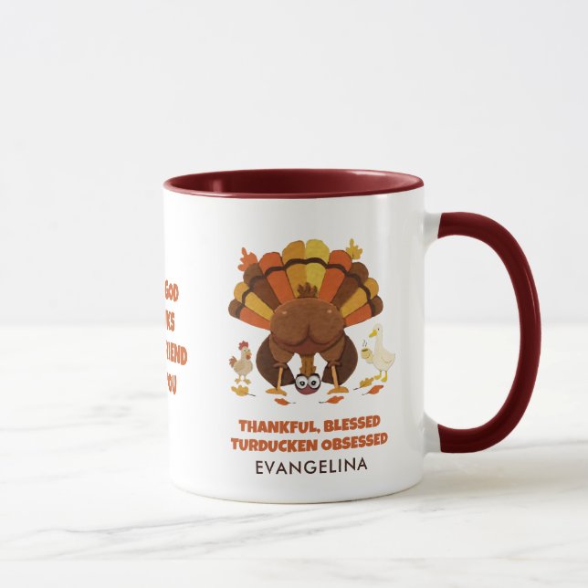 TURDUCKEN OBSESSED Fun Thanksgiving FRIENDSGIVING Mug (Right)
