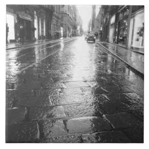 Turin Italy, Wet Street Evening Tile