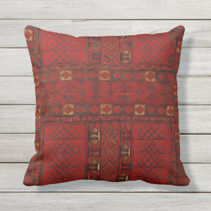 Turkestani red carpet pattern outdoor pillow
