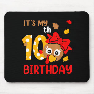 Turkey 10th Birthday Autumn Thanksgiving Party Boy Mouse Pad