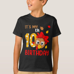 Turkey 10th Birthday Autumn Thanksgiving Party Boy T-Shirt