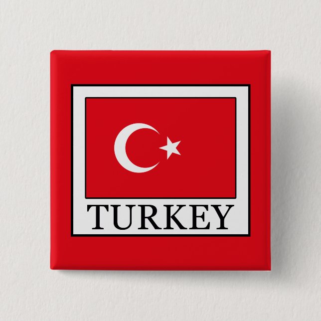 Turkey 2 Inch Square Button (Front)