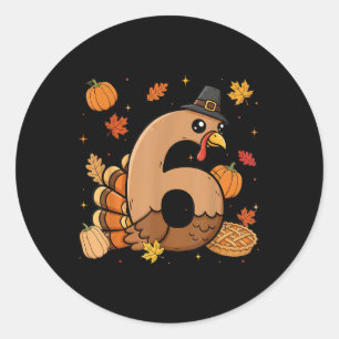 Turkey 6 Thanksgiving Pumpkin Gen Z Alpha Meme Mat Classic Round Sticker