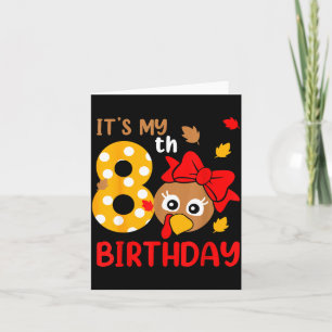 Turkey 8th Birthday Autumn Thanksgiving Party Boy Card