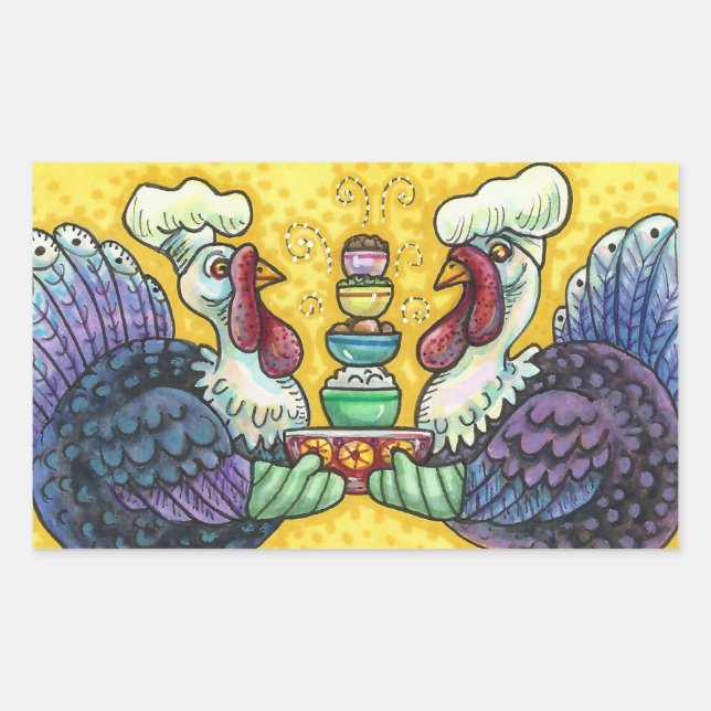 TURKEY & ALL THE FIXINS, FUNNY THANKSGIVING BIRDS STICKER (Front)