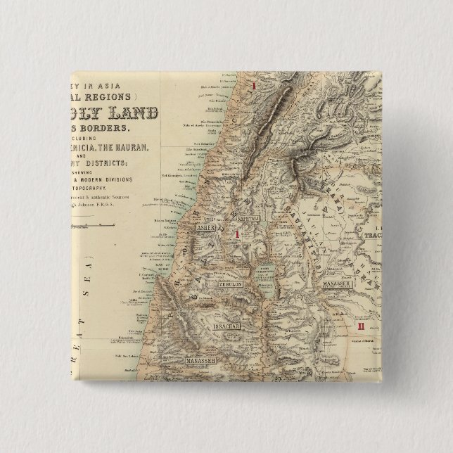 Turkey and Asia Biblical Regions 2 Inch Square Button (Front)
