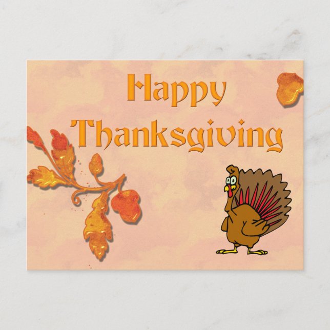 Turkey And Autumn Leaves Postcard (Front)