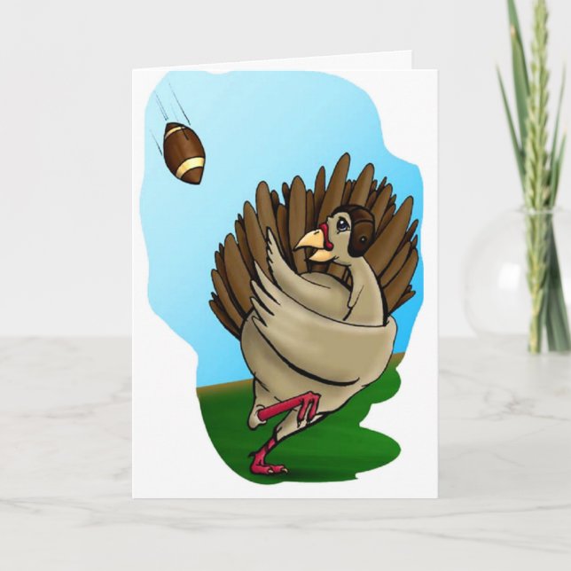 Turkey and Football Thanksgiving Card (Front)