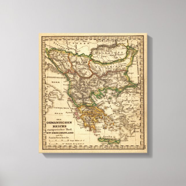 Turkey and Greece Map Canvas Print (Front)