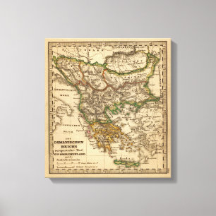 Turkey and Greece Map Canvas Print