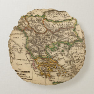 Turkey and Greece Map Round Pillow