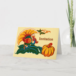 Turkey and Pumpkin Thanksgiving Dinner  Invitation