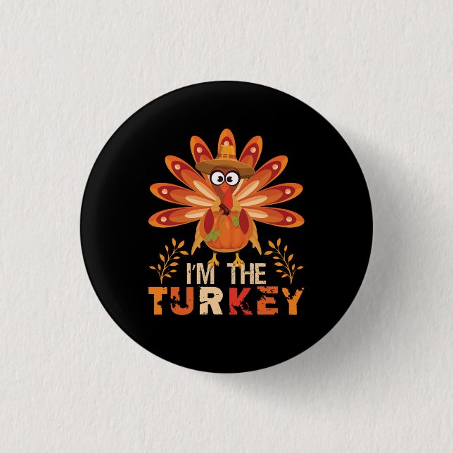 turkey and summer fall colours for thanksgiving da 1 inch round button (Front)