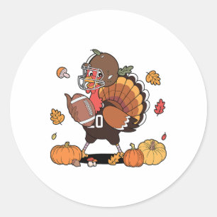 Turkey And Touchdown Thanksgiving Footll Men Women Classic Round Sticker
