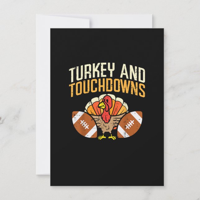 Turkey And Touchdowns American Football Thanksgivi Invitation (Front)