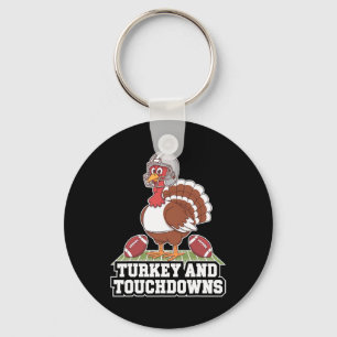 Turkey And Touchdowns Football Thanksgiving Squad Keychain