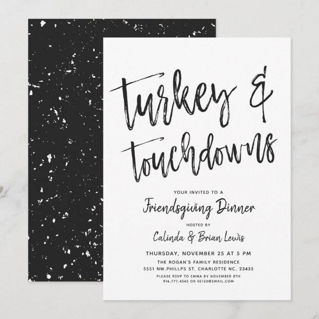Turkey and Touchdowns | Friendsgiving Party Invitation (Front/Back)