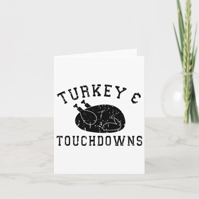 Turkey And Touchdowns Funny Autumn Fall Thanksgivi Card (Front)