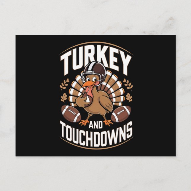 Turkey And Touchdowns Thanksgiving Football Holiday Postcard (Front)