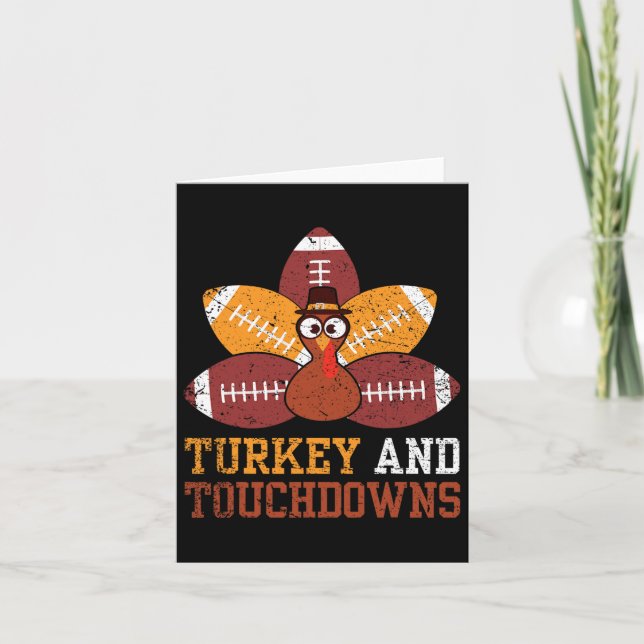 Turkey And Touchdowns Thanksgiving Football Kids T Card (Front)