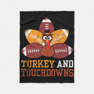 Turkey And Touchdowns Thanksgiving Footll Kids Tod Fleece Blanket