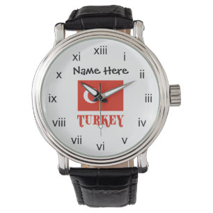 Turkey and Turkish Flag Personalized  Watch