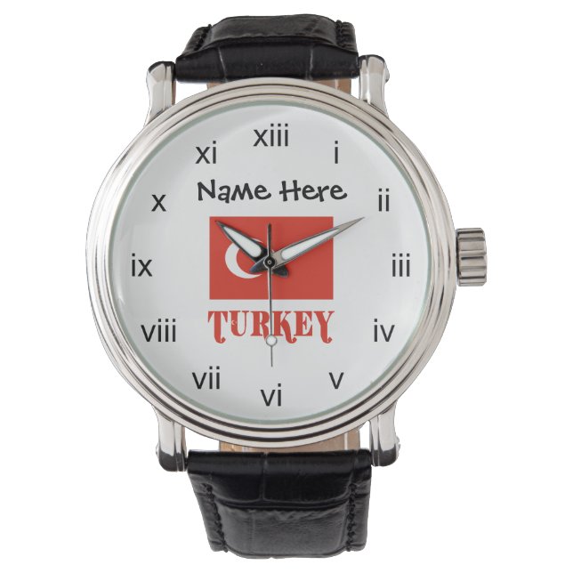 Turkey and Turkish Flag Personalized  Watch (Front)