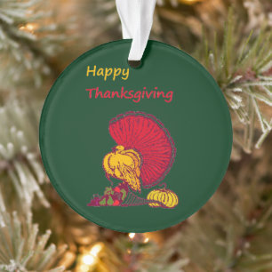 Turkey and veggies happy Thanksgiving green Ornament
