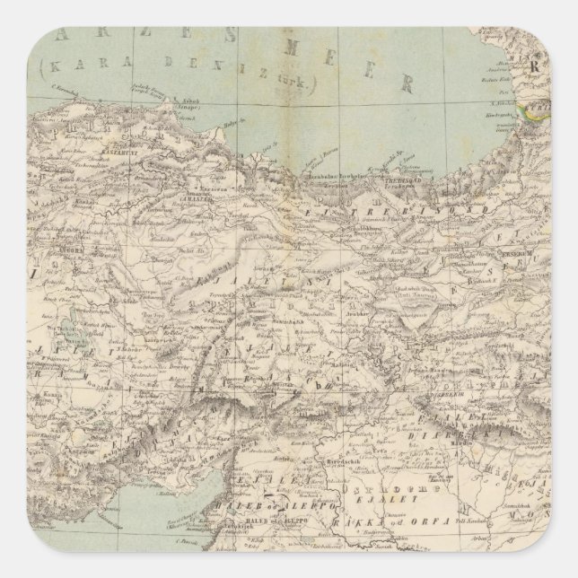 Turkey Atlas Map Square Sticker (Front)